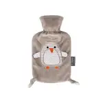 Fashy „Pia“ 35720.4 Wärmflasche / Kinderwärmflasche Pinguin ~ Thermoplast- Wärmeflasche mit kuschelweichem Flauschbezug aus 100% Polyester, robust und langlebig ~ 0,8 Liter