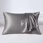THXSILK Seidenkissenbezug 40x80 cm - Doppelseitige 100% Maulbeerseide - Hypoallergen mit Versteckter Reißverschluss - 22 Momme Kissenbezug Seide 40 x 80 für Haar und Hau (Grau, 1 Stück)