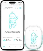 Sense-U Smart Babyphone, Bewegungsmonitor, verbindet Sich direkt mit Ihrem Smartphone und verfolgt die Bauchbewegung, Schlafposition und Gefühlstemperatur Ihres Babys