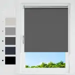 HOMEDEMO Verdunklungsrollo ohne Bohren, Thermorollo Klemmfix Verdunkelungsrollo für Fenster & Tür, Rollo Verdunkelung Sonnenschutz & Sichtschutz, Dunkelgrau, B45 × H170 cm