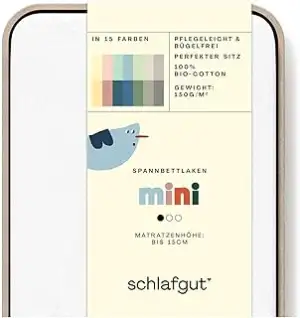 schlafgut Casual Mini Spannbettlaken für Baby- & Kinderbett, 60x120cm - 70x140cm
