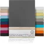 BEAUTEX Spannbetttuch Bettlaken aus Baumwolle, Premium Jersey Stoff 160g/m², Größe und Farbe wählbar (Standard - 160x200x30 cm, Dunkelgrau)