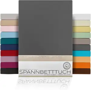 BEAUTEX Spannbetttuch Bettlaken aus Baumwolle, Premium Jersey Stoff 160g/m², Grö