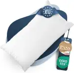 CALMONT 3-Kammer Daunenkissen 40x80 I flauschig & Allergiker geeignet I Langlebig & Atmungsaktives Bettkissen I Federkopfkissen I Federkissen 40 x 80 cm Kopfkissen Daunen