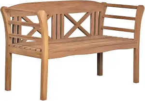 MR. DEKO® Gartenbank Föhr Teakholz | Holzbank mit Lehne | Friesenbank für drauße