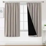 BellaHills 100% Gardinen mit Kräuselband Blickdicht Vorhang Kälteschutz Verdunklungsvorhänge Gardinen Wohnzimmer, Schallschutz Vorhang 2er Set H175 x B140 cm, Natur