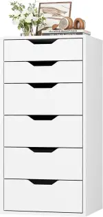 FOREHILL Kommode mit 6 Schubladen, Schubladenschrank schmal Schubladenkommode für Schalfzimmer, Wohnzimmer, Büro, Flur, 45x40x90,5 cm, weiß