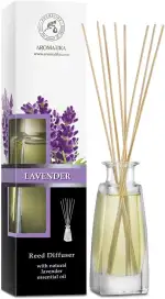 Raumduft mit Natürlichem Ätherischem Öl Lavendel 100ml mit Rattanstäbchen - Bester Raumlufterfrischer fur Zuhausem - Büro - Boutique - SPA - Aromatherapie