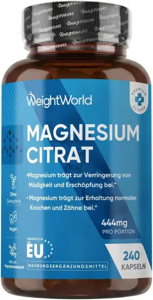 Magnesiumcitrat Kapseln gepuffert - 444mg Elementares Magnesium pro Portion - 24