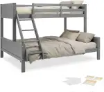 Homestyle4u Kinderbett Etagenbett 90x200 und 140x200 mit 2 Matratzen Hochbett Grau Holz Doppelstockbett | Artikel 2725