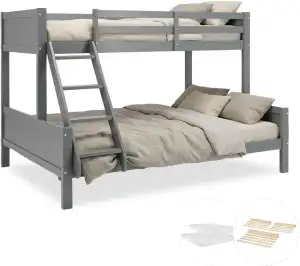 Homestyle4u Kinderbett Etagenbett 90x200 und 140x200 mit 2 Matratzen Hochbett Gr