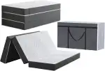 Twirest Klappmatratze Faltbare Gästematratze 75 x 195 x 15 cm Waschbar & Klappbar 4-teilige Faltmatratze mit abnehmbarem Bezug für Reisen Camping Gästebett Grau