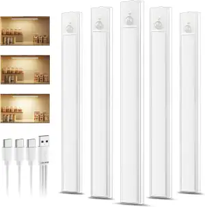 5 Stück wiederaufladbare Unterbauleuchte Küche led, 30cm Dimmbare Warme Schrankb