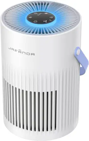 Jafända Luftreiniger mit HEPA Luftfilter, Luftreiniger Allergiker mit Griff, HEPA Filter gegen Staub Pollen Tierhaare Gerüche Air Purifier mit Aromatherapie für Schlafzimmer 7-farbiges Licht 20dB