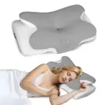 Memory Foam Orthopädisches Kissen für Alle Schläfer,Nackenstützkissen, Ergonomisches Kopfkissen für Seitenschläfer,Optimaler Komfort bei Nacken- und Schulterschmerzen (Hellgrau)
