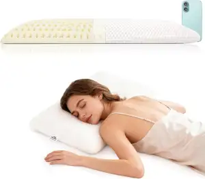 Talatex Natural Latex Flaches Kopfkissen,Ultra-Schlank-Kissen Für Bauchschläfer,