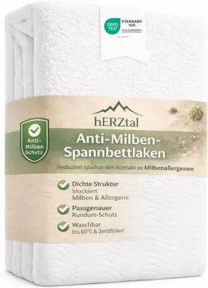 Anti-Milben Spannbettlaken, Weiß, 90x200 cm, Allergiker Matratzenschutz, Atmungs