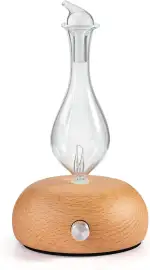 Vernebelungsdiffusor für reines ätherisches Öl, Aromatherapie-Diffusor, Holzsockel & Glasdiffusor für Zuhause, Keine Hitze, kein Wasser