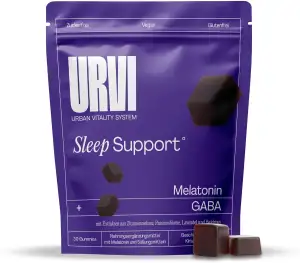URVI® Sleep Gummies – 1mg Melatonin, 500mg GABA & Pflanzenextrakten – Entspannun