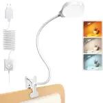 Glocusent 5W Leselampe Bett, 36 LED Klemmlampe Bett, augenschonende Klemmleuchte, 3 Farb- und 5 Helligkeitsstufen, ansteckbare mit Schwanenhals, CRI 90, perfekte Bettlampe mit USB-Ladegerät (Weiß)