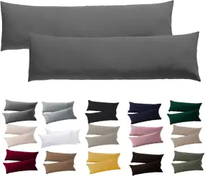 Soifox Seitenschläferkissen Bezug 40 x 145 - 2er Set Anthrazit Kissenbezug mit R