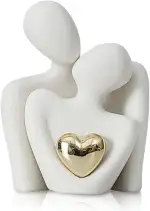 Romantische Paar Statue, Abstrakte Skulptur Kleine Regal Ornamente für Wohnzimmer, Weiße Figurine Deko Paar Figur Skulpturen Geschenke für Hochzeit
