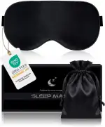 Aosun Schlafmaske Seide für Seitenschläfer, 22MM, 100% Bio Maulbeerseide, Professional 100% Lichtblockierende Schlafbrille mit Verstellbarem Band für Frauen & Herren, Schlaf Augenmaske für Reisen