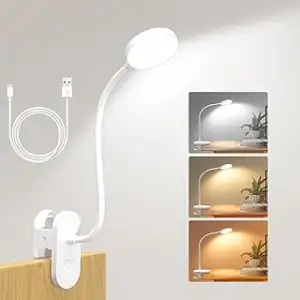 61 LED Akku Leselampe Bett –【3 Farbmodi & 10 Helligkeiten】 2000mAh Klemmlampe mi