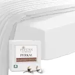 Pizuna Spannbettlaken 140x200 cm-150x200 cm Baumwolle Weiß, Atmungsaktiv 100% langstaplige Baumwolle in Perkalbindung Spannbettlaken mit 40 cm tiefer Tasche Mako Satin