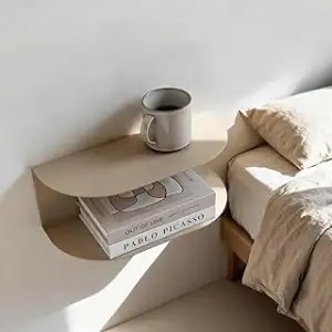 MILUKA Schwebender Nachttisch Hängend 2er Set aus Metall Beige Sand | 40 x 20 cm