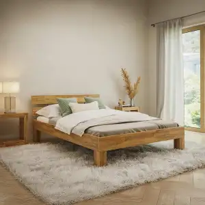 skølm Floki Massivholzbett 140x200 cm aus Eiche - hochwertiges Bettgestell - Bet