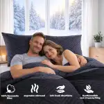 MALIKA Biber Bettwäsche 4-teilig 135x200 cm - 100% Baumwolle Feinbiber, kuschelig warm & weich angeraut - Winter Bettwäsche Set mit 2 Kissenbezügen 80x80, Größe:2X 135x200 + 2X 80x80 cm