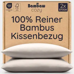 Bambaw Bambus Kissenbezug 40x80 cm, 2-er Pack, Bettwäsche kühlend Sommer, nachha