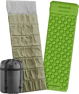 2-in-1 Schlafsack mit integrierter, selbstaufblasender Isomatte & Fußpumpe – Ult