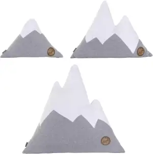 3er Set Kissen Kissenset Geschenkset Bergform Berg Dekokissen Zierkissen grau we