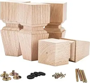 La Vane Massivholz Möbelfüße 15cm (4 Stück) – Unlackiert & Unfinished, DIY Tisch