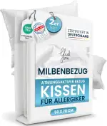 Glückstoff® 2er-Set Milbenbezug Kissen 50x70 [Zertifiziert IN Deutschland] - Premium Kissenschoner Encasing Milben - Allergiker Kissenschutzbezug - Allergie Bettwäsche Anti Milben - Milbenschutzbezug