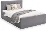 Homestyle4u Polsterbett 140x200 mit Bettkasten Stauraum Lattenrost Doppelbett mit 2 Schubladen Kopfteil Bett Dunkelgrau Schlafzimmer | Artikel 1883