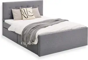 Homestyle4u Polsterbett 140x200 mit Bettkasten Stauraum Lattenrost Doppelbett mi