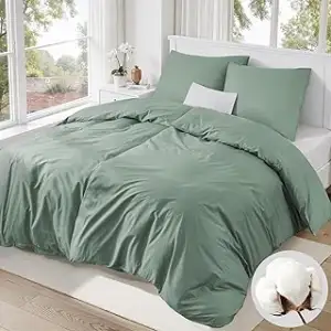 Bettwäsche 135x200 Grün Baumwolle 4teilig,Bettwäsche Salbeigrün 2 Bettbezüge 135