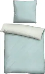 biberna Melange-Flanell Bettwäsche 200x200 cm, 3-teilig mit 2x Kissenbezug 80x80 cm, 100% Baumwolle, Biber, mit Paspel, wärmend & weich, Reißverschluss, Winterbettwäsche, Uni, hellblau, Modell 0840500