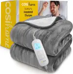 Cosi Home Heizdecke 180x130 cm - Elektrische Wärmedecke mit Abschaltautomatik, Überhitzungsschutz, Waschbar, Kuscheliges Sherpa & Fleece, 10 Heizstufen mit digitaler Fernbedienung - Grau