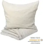 Leinen-Bettwäsche aus 100% Leinen (Bettwäsche-Set: Decke 135 x 200 cm und Kissen 80 x 80 cm), Stonewashed Leinenbettwäsche Natur beige, Bettbezug aus hochwertigem reinem Leinen