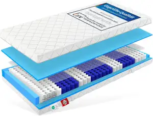 Matratzen Perfekt Taschenfederkern Matratze Köln 90x200 cm H5 sehr hart 7 Zonen 