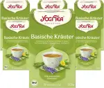 YOGI TEA, Basische Kräuter, Ayurvedischer Bio Gewürz- und Kräutertee, von Natur aus koffeinfrei, Mischung aus Löwenzahn, Brennnessel, Lavendel, Yogi Tee 6er Pack, 6x17 Beutel (102 Teebeutel insgesamt)