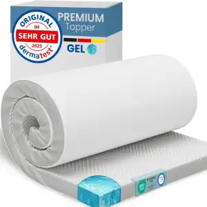 ELONEO Gel Topper 90x200cm, Matratzentopper aus 5 cm hohem Gel-Memory- Schaum, a