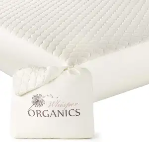 Whisper Organics 100% Bio-Baumwolle, gesteppter Matratzenschoner, atmungsaktive Matratzenauflage, 40 cm hoch, GOTS Zertifiziert, Matratzenbezug 90x200 cm, Elfenbein