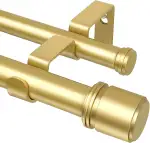 Gardinenstange 2 Läufig 167-305 cm, HOTOZON Gold Metall Vorhangstange Doppelläufig mit Einfach Endstück, 25 mm Gardinenstangen Ausziehbar mit Halterungen für Wohnzimmer, Küche, Schlafzimmer