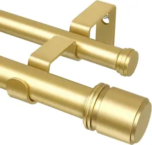 Gardinenstange 2 Läufig 167-305 cm, HOTOZON Gold Metall Vorhangstange Doppelläuf
