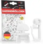 Raumhero Gardinenröllchen für Schiene (Komplettset 100x Gardinenhaken inkl. 6X Stopper) - 8mm Sta...